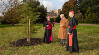 King Charles III, Cardinal Nichols and Nuncio, Archbishop Miguel Maury Buendía at the ceremony.  With thanks to Buckingham Palace.