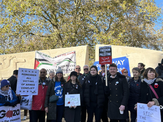 Christian campaigners preparing to march