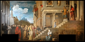 The Presentation of the Virgin at the Temple, by Titian. 1534-38  © Galleria dell'Accademia, Venice