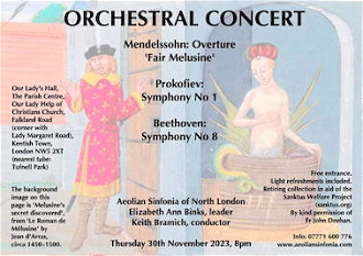 Aeolian Sinfonia to perform Mendelssohn, Prokofiev and Beethoven in charity concert
