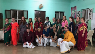 All Hallows group in their new sarees and longuis