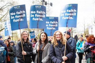 CAFOD supporters will be taking to the streets of London to share Pope Francis' COP28 message and demand action from leaders