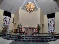 St Dunstan's, decorated for the International Mass - an annual event on the parish feast day.
