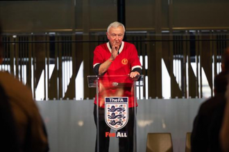 Cardinal in Liverpool FC colours at the  event in Wembley. Image: Mazur/CBCEW.org.uk