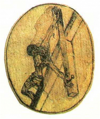 The Crucifixion. Drawing by Saint John of the Cross, 1572 © Convento de la Encarnación, Avila, Spain