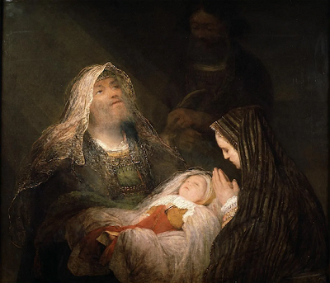 Simeon and Anna praise the infant Jesus, Arent de Gelder. © Mauritshuis, The Hague, Netherlands