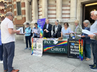 Bishop Nicholas Hudson with Pax Christi at Westminster Cathedral - Hiroshima Day 2023