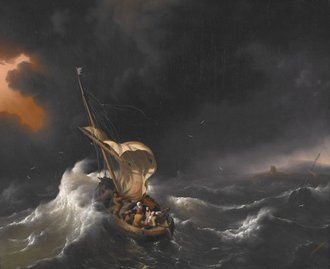 Christ in the Storm on the Sea of Galilee, by Ludolf Bakhuizen. Painted in 1695 (date on side of boat) © Indianapolis Museum of Art