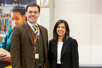 Luke Ramsden, Senior Deputy Head and Director of Safeguarding at St Benedict's with Monica Bhogal, Director of Schools Consent Project