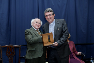 President Higgins with Fr Dolan at the ceremony