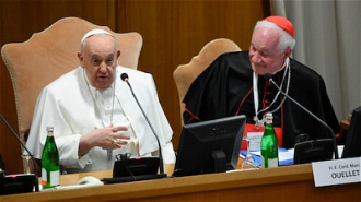 Pope Francis and Cardinal Marc Ouellet at the Symposium Image: Vatican Media