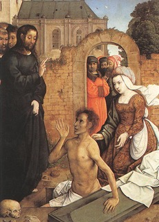 The Raising of Lazarus,  by Juan de Flandes.