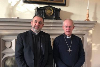 Fr Fadi Diab with Archbishop Justin Welby at Lambeth Palace today.