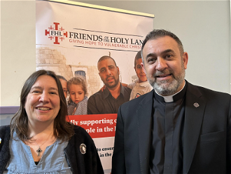 Colette Joyce from Westminster Justice and Peace with Fr Fadi Diab. Image: ICN/JS