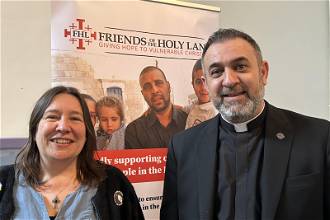 Colette Joyce from Westminster Justice and Peace with Fr Fadi Diab. Image: ICN/JS