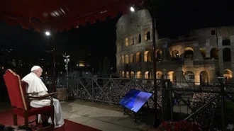 Pope Francis in prayer during Via Crucis at the Colosseum  image: Vatican Media