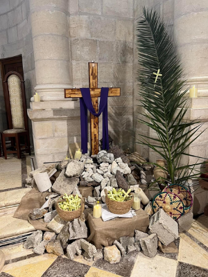 The Cross in the Rubble - Lutheran Christmas Church, Bethlehem