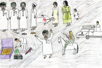 Sudanese child's drawing tells a graphic story