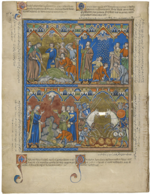 Manna from Heaven, Illuminated illustration in The Crusader Bible, France, Paris, 1240 © The Morgan Library & Museum, New York