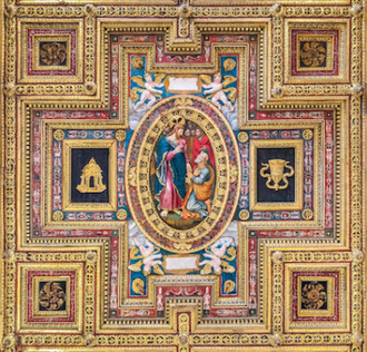 Christ handing the keys to Saint Peter, ceiling painted in 1869  © Church of San Silvestro al Quirinale in Rome, Italy
