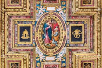 Christ handing the keys to Saint Peter, ceiling painted in 1869  © Church of San Silvestro al Quirinale in Rome, Italy