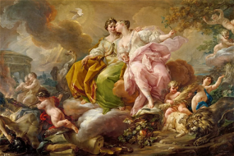 Allegory of Justice and Peace by Corrado Giaquinto. Painted  between 1753 and 1754  © Museo del Prado, Madrid