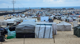 Many tents are home to more than 15 people. There is no running water or toilet facilities here.