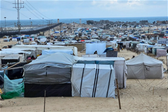Many tents are home to more than 15 people. There is no running water or toilet facilities here.