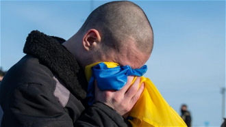 Former Ukrainian prisoner of war reacting after a prisoner exchange, Credit: Vatican News