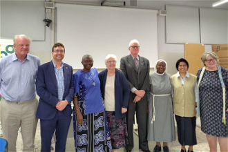 Ambassador Chris Trott (centre) with MPs Sir Edward Leigh, Alexander Stafford and Therese Coffey, with representatives from the International Union of Superiors General.