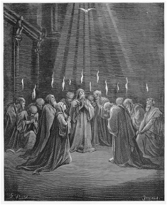 The Descent of the Holy Spirit, by Gustave Doré, Engraved in 1870's ©Christian Art