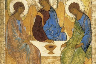 The Trinity (sometimes called 'The Hospitality of Abraham'), by Andrei Rublev. Painted 1411 or 1425-27 © Cathedral of Christ the Saviour, Moscow
