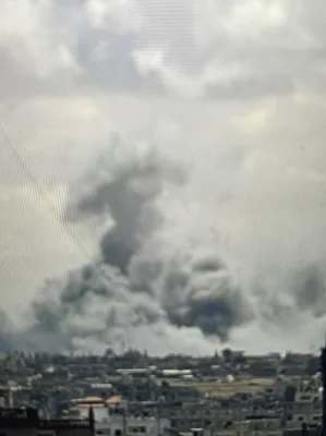 Rafah under bombardment earlier this month  -  ICN screenshot