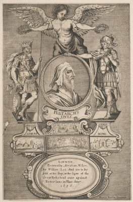 Title Page to Plutarch's 'Lives of the Noble Grecians and Romans'. Translation by James Amiot London, Abraham Miller and William Lee. Printed in 1657, Engraving with etching on paper. © Philadelphia Museum of Art