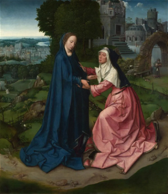 The Visitation of the Virgin to Saint Elizabeth,  Workshop of Goossen van der Weyden, 1525 © National Gallery, London
