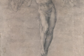 Michelangelo - Christ on the Cross. Black chalk on paper circa 1543 (c)Trustees of the British Museum