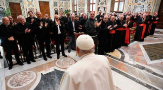 Pope with participants in the plenary assembly. Image: Vatican Media