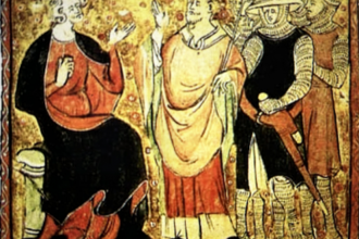 St Thomas Becket with King Henry II 14century.  Image: British Library public domain