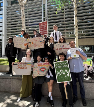 St George's pupils at Home Office vigil. Image ICN/JS