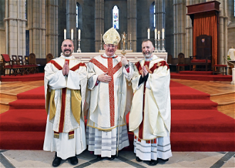 L-R:  Fr Gustavo Campanello, Bishop Richard Moth, Fr Edward Hopkins