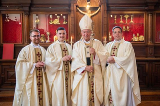 Frs Thomas Blackburn, Robert Smialek Domagoj Matakovic  with Cardinal Vincent Nichols