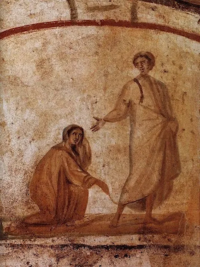 Christ healing the woman with a haemorrhage, Catacombs of Marcellinus and Peter, © Christian Art