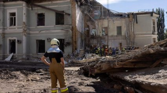 Aftermath of Russian missile strike on Okhmatdyt Children's Hospital in Kyiv. Image Vatican Media