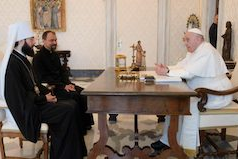 Metropolitan Antonij with Pope Francis -  5 August 2022.  Image Vatican Media