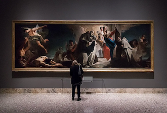 Our Lady of Mount Carmel with St Simon Stock, St Teresa of Avila, St Albert of Vercelli, the Prophet Elijah and the Souls in Purgatory, by Giovanni Battista Tiepolo, 1745 © Pinacoteca of Brera / Photo by Fabian Fröhlich