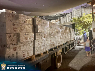 Lorry with life-saving supplies