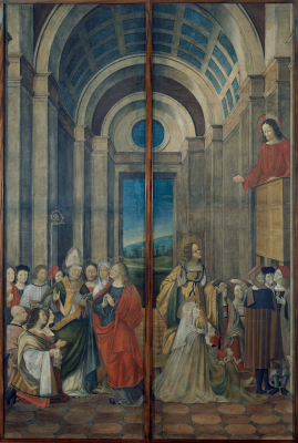 Mary, Martha, Lazarus and Maximinus Worshipped by the Prince and Princess of Provence and Mary listening to Christ's Sermon by Ludovico (Alvise) de Donati, 1508 © Museu Nacional d'Art de Catalunya, Barcelona