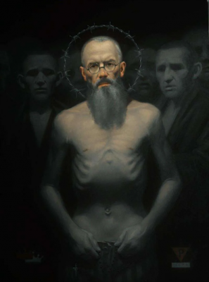 Saint Maximilian Kolbe, Martyr of Charity, Painted by Neilson Carlin © Neilson Carlin, all rights reserved