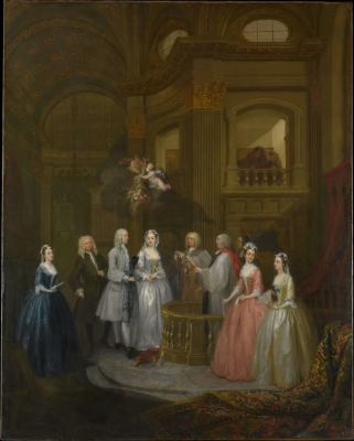 The Wedding of Stephen Beckingham and Mary Cox, by William Hogarth, 1729 © Metropolitan Museum, New York
