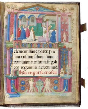 Elevation of the Eucharist, from 'Della Rovere Missal' illuminated by Master of the della Rovere Missals for Cardinal Domenico della Rovere Rome, 1485-90  Purchased by J Pierpont Morgan, 1907